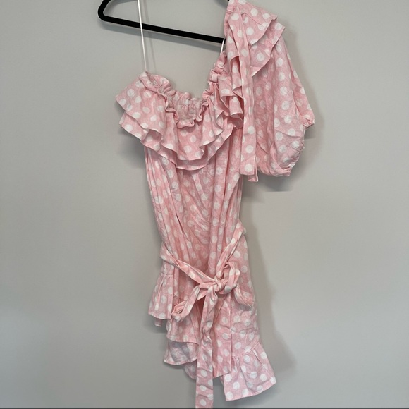 Lisa Marie Fernandez x Target Pink & White Polka Dot Short Ruffle Dress Size 1X - Picture 3 of 7